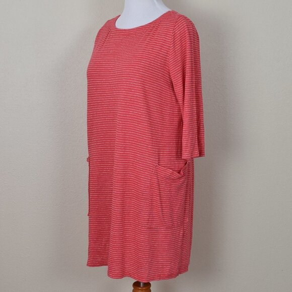 Eileen Fisher Organic Linen Stripe Dress Petite L - Picture 4 of 7